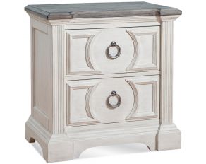 Brighten 2 Drawer Nightstand in Antique White with Charcoal Brown
