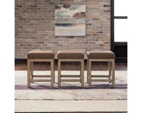 Sun Valley Upholstered Console Stools 3 Piece Set in Sandstone