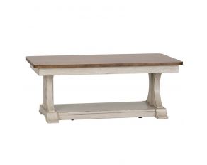 Farmhouse Reimagined Rectangular Cocktail Table in Antique White Finish
