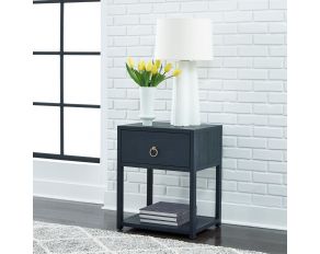 Midnight 1 Shelf Accent Table in Wire Brushed Denim Finish