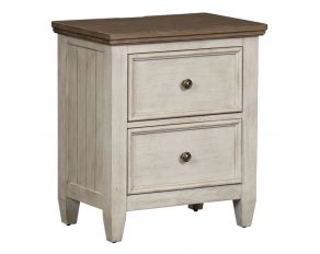 Heartland 2 Drawer Night Stand with Charging Station in Antique White Finish