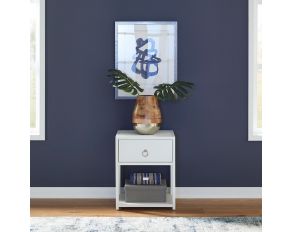 Midnight 1 Drawer 1 Shelf Accent Table in Wire Brushed Denim