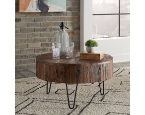Canyon Accent Cocktail Table in Railroad Brown Finish