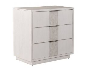 Mirage 3 Drawer Night Stand with Charging Station in Wirebrushed White Finish