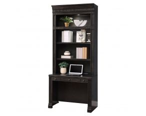 Washington Heights Library Desk and Hutch in Washed Charcoal