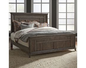 Liberty Furniture Artisan Prairie King Panel Bed in Wirebrushed Aged Oak