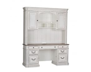 Liberty Furniture Magnolia Manor Jr Executive Credenza with Hutch in Antique White