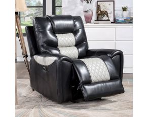 Leipzig Power Recliner in Black and Light Gray