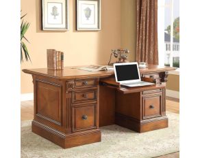 Huntington Double Pedestal Executive Desk in Antique Vintage Pecan