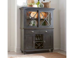 Ocean Isle Buffet with Hutch in Slate Weathered Pine Finish