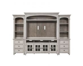 Heartland Entertainment Center with Piers in Antique White Finish