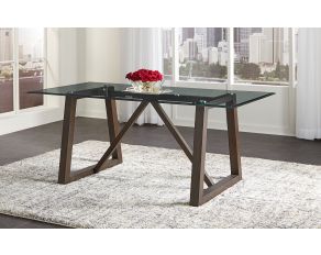 Palm Canyon Trestle Table with Glass Top in Carob Brown