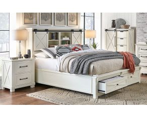 Sun Valley King Storage Bed with Integrated Bench in White