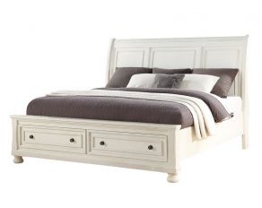 Stella King Sleigh Storage Bed in White Finish