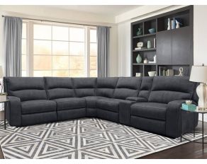 Polaris 6 Piece Modular Power Reclining Sectional with Power Headrests and Entertainment Console in Slate