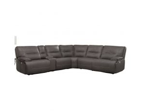 Spartacus 6 Piece Modular Power Reclining Sectional with Power Headrests and Entertainment Console with USB Pop-up in Haze