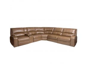 Swift 6 Piece Modular Power Reclining Sectional with Power Headrests and Entertainment Console in Bourbon
