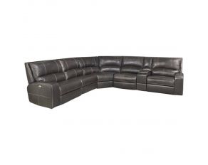 Swift 6 Piece Modular Power Reclining Sectional with Power Headrests and Entertainment Console in Twilight