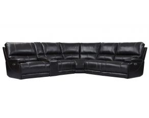 Whitman 6 Piece Power Reclining Sectional with Power Headrests and Entertainment Console in Verona Coffee
