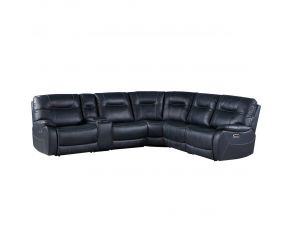 Axel 6 Piece Modular Power Reclining Sectional with Power Headrests and Entertainment Console in Admiral