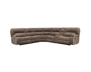 Chapman 6 Modular Piece Manual Reclining Sectional with Drop Down Table Entertainment Console in Kona