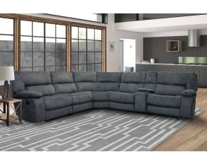 Chapman 6 Modular Piece Manual Reclining Sectional with Drop Down Table Entertainment Console in Polo