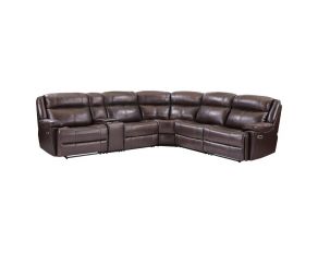 Eclipse 6 Piece Modular Power Reclining Sectional with Power Headrests and Entertainment Console in Florence Brown
