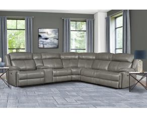 Eclipse 6 Piece Modular Power Reclining Sectional with Power Headrests and Entertainment Console in Florence Heron