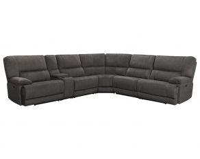 Marathon 6 Piece Modular Power Reclining Sectional with Power Headrests and Entertainment Console in Titanium