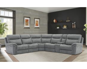 Mason 6 Piece Modular Power Reclining Sectional with Power Headrests and Entertainment Console in Carbon