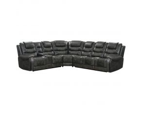 Outlaw 7 Piece Modular Power Sectional with Drop Down Table and Power Headrests and Entertainment Console in Stallion