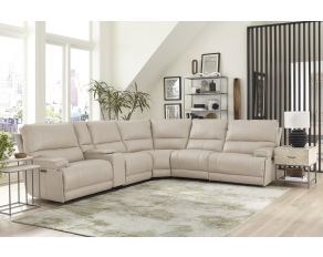 Whitman 6 Piece Power Reclining Sectional with Power Headrests and Entertainment Console in Verona Linen