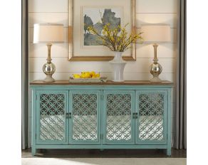 Liberty Furniture Stephanie 4 Door Accent Cabinet in Turquoise