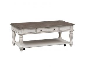 Magnolia Manor Rectangular Cocktail Table in Antique White Finish