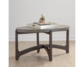 Cascade Oval Cocktail Table in Wire Brush Rustic Brown Finish