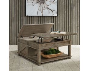 Parkland Falls Square Lift Top Cocktail Table in Weathered Taupe Finish