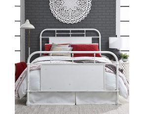 Vintage Series Queen Metal Bed in Distressed Metal Antique White