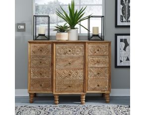 Montrose 12 Drawer Accent Cabinet in Weathered Honey Finish