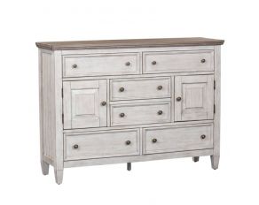 Heartland 2 Door 6 Drawer Chesser in Antique White Finish