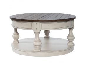 Morgan Creek Round Cocktail Table in Antique White Finish