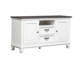 Allyson Park 56 Inch TV Console in Wirebrushed White Finish with Charcoal Tops