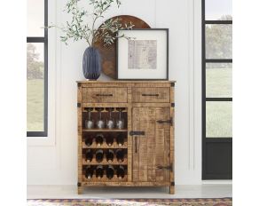 Emerson Wine Accent Cabinet in Weathered Honey Finish