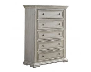 Big Valley 5 Drawer Chest in Whitestone Finish with Heavy Distressing