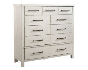 Modern Farmhouse 11 Drawer Chesser in Flea Market White Finish with Heavy Distressing