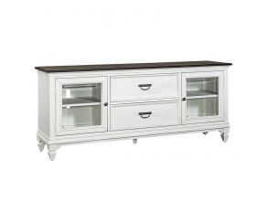 Allyson Park Entertainment TV Stand in Wirebrushed White Finish with Charcoal Tops