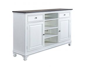 Allyson Park 68 Inch Highboy TV Console Table in Wirebrushed White Finish with Charcoal Tops