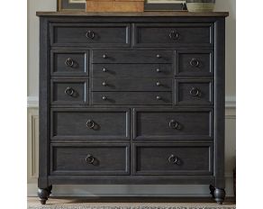 Americana Farmhouse 12 Drawer Chesser in Dusty Taupe and Black Finish