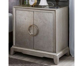 Montage Door Bedside Chest with Charging Station in Platinum Finish