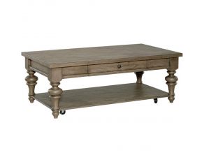 Americana Farmhouse Rectangular Cocktail Table in Wirebrushed Dusty Taupe Finish