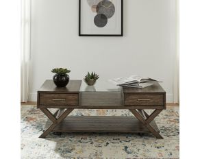 Lennox Display Cocktail Table in Weathered Chestnut Finish